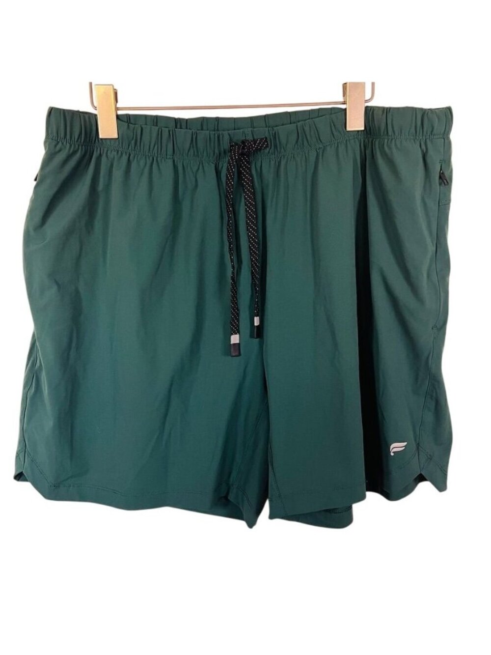 Fabletics Mens Sz L The One Shorts 7 Inch Green Lined Athletic Gym Zip Pockets